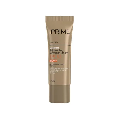 قیمت| خرید کرم ضد آفتاب بی رنگ جوان کننده انواع پوست SPF50 پریم 40ml