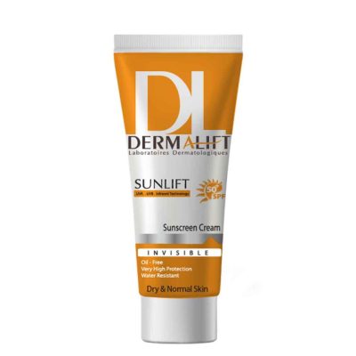 کرم ضد آفتاب بی رنگ مناسب پوست خشک spf50 حجم 40میل درمالیفت