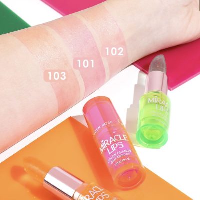 تست رنگ ررژلب ژله ای حرارتی میراکل گلدن رز