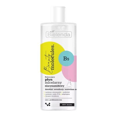میسلار واتر ویتامین ب و نیاسینامید متعادل کننده بیوتی مولکول بی یلندا 500 میلی لیتر | BEAUTY MOLECULES Balancing niacinamide micellar water - BIELENDA