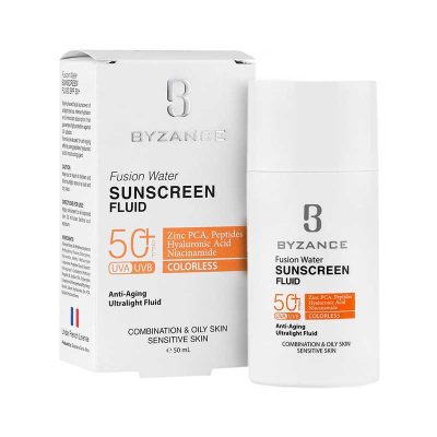 فلوئید ضد آفتاب فیوژن واتر SPF50 بیزانس مناسب پوست چرب و مختلط 50 میلی لیتر