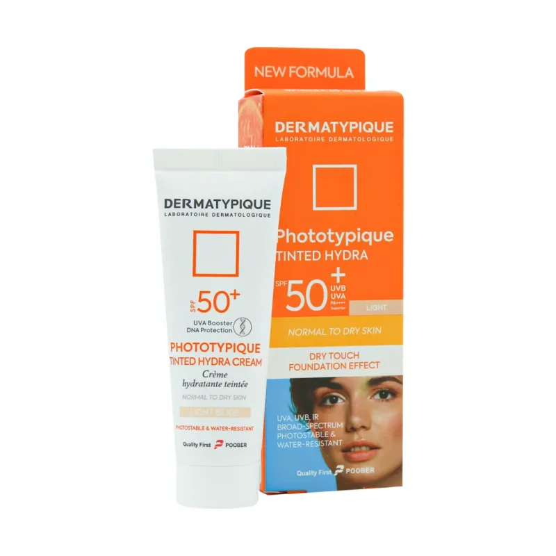 کرم ضد آفتاب رنگی هیدا درماتیپیک | پوست نرمال و خشک (بژ طبیعی) SPF50